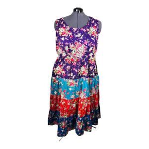 Within Womens 1X Sleeveless Floral Tiered Mini Dress Multicolor Lined Pleated